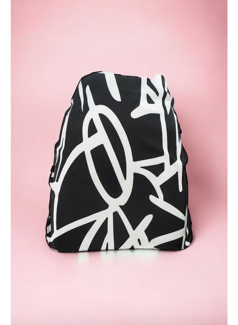 Pistore Black and White Geometric Patterned Short Pareo Satin See-through Women's Beach Dress New Season - Image 2